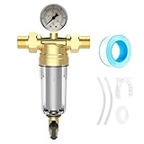 1 Zoll 6-Punkt-Verbindung, Messing Rückspülfilter Wasserfilter, Wiederverwendbarer Spin-Down-Sedimentfilter, Wasser Vorfilter mit 40 μm Filterfeinheit, Messing Wasserfilter inkl.