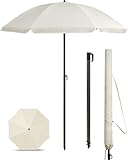 Menz Sonnenschirm Balkon + Sonnenschirmhülle - UV50+ Strandschirm 180 cm,...