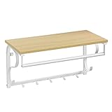 VASAGLE Wandgarderobe, Wandregal mit 5 Haken und Ablage, im Industrie-Design,...