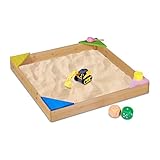 Relaxdays Sandkasten, 4 Bunte Ecksitze, Sandkasten-Bausatz, Tannenholz,...