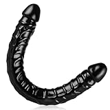Riesiger Realistischer Schwarzer Doppeldildo für Doppelseitige Lesbische Anal...