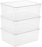 Rotho Clear 3er-Set Aufbewahrungsbox 10l mit Deckel, Kunststoff (PP) BPA-frei,...