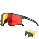 KAPVOE Polarisiert Fahrradbrille mit 4 wechselgläser TR90 Rahmen für Herren...
