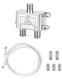 QWORK® Sat verteilt, 2 Fach Splitte, für Satelliten-Anlagen, inkl. Adapter +...