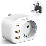 LENCENT Reiseadapter Netzadapter UK Adapter England Deutschland Stecker, mit 2...