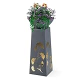 Hoberg LED Pflanzsäule Ginkgoblätter-Design in Beton-Optik | Abnehmbare...