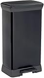 CURVER Deco Bin Mülleimer mit Pedal und Deckel, 50L, schwarz metallic,...