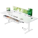 HLONONE Höhenverstellbarer Schreibtisch 200 x 80 cm mit Schubladen,...
