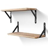 AGM Wandregal Holz, Regal Wand 2er Set, Dekorativ Regale für Wände, Tiefe...