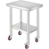 VEVOR Arbeitstisch 61 x 46 x 86 cm Edelstahl Catering Arbeitstisch 100 kg für...