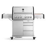 BURNHARD Earl 4-Brenner Gasgrill Edelstahl inkl. Heckbrenner, mit Gusseisen...