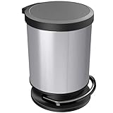 Rotho Paso Mülleimer 20l mit Deckel, Kunststoff (PP) BPA-frei, silbermetallic,...