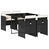 vidaXL Garten Essgruppe 5-TLG., Gartenmöbel Set Tisch mit Glasplatte 4 Stühle,...