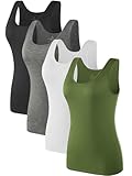 Komfokore 4pcs Tank Tops für Damen ärmelloses Unterhemd Schichtung Tanks...