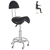 REDCAMP Sattelhocker mit Rollen & Rückenlehne | Ergonomischer Bürohocker 360°...