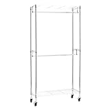 Amazon Basics Doppel-Kleiderstange Offen mit Rädern und Höhenverstellbaren...