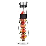 GLASWERK Glaskaraffe mit Deckel aus Edelstahl (1,6 Liter) - Wasserkaraffe mit...