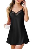 Lovasy Sexy Nachthemd Damen Satin Kurz Babydoll Negligee mit Verstellbaren...