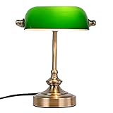 FIRVRE Schreibtischlampe Retro Klein, Bankerlampe Grüin mit Kabel Schalter,...