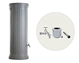 GARANTIA Säulentank Komplett-Set Regentonne 330 Liter steingrau inkl....