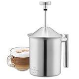 SILBERTHAL Milchaufschäumer Manuell Edelstahl - 400ml - Perfekter Milchschaum...