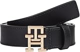 Tommy Hilfiger Damen Gürtel Logo 2,5 cm Ledergürtel, Schwarz (Black), 85 cm