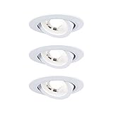 Paulmann 93388 LED Einbauleuchte Set schwenkbar Warmweiß rund incl. 3 x 4.8...