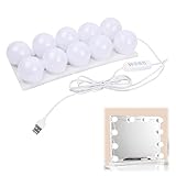 Jinlaili 10 LED Spiegelleuchte mit 3 Farbe, Hollywood-Stil Dimmbar Schminklicht,...