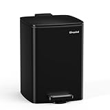 lovewind Küchenabfalleimer, 20L Schwarzer Mülleimer aus Edelstahl mit Pedal,...