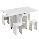 EROMMY Esstisch mit 4 Stühlen 140x80x76cm,Klappbarer Klapptisch,2...
