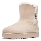 SHULOOK Winterschuhe Damen Gefütterte Warm Winterstiefel Damen Reißverschluss...