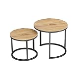 Soayone Couchtisch 2er Set Rund Beistelltisch Eiche Couchtisch Klein Satztische...