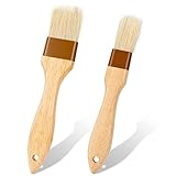 2 Stück Backpinsel Set Naturborsten BBQ-Bürsten Buchenholz-Griff Küchenpinsel...