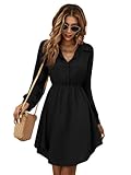 GORGLITTER Damen Hemdkleid Elegant Blusenkleid Langarm A Linie Tunikakleid...
