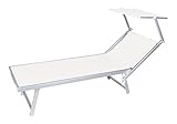 VERDELOOK | Strandliege mit Sonnendach, 186 x 61 x 38 cm, weiß, für Gärten,...