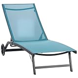 Outsunny Sonnenliege mit Rolle, Gartenliege Alu Liegestuhl mit 5-Fach...
