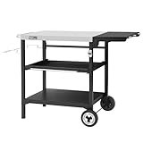 Royal Gourmet Outdoor Grilltisch, 3-Etagen Servierwagen mit 70 x 50 cm Edelstahl...
