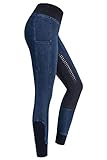 RIDERS CHOICE Damen Jeansreitleggings mit Silikonvollbesatz und Handytasche -...