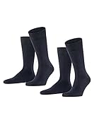 FALKE Herren Socken Happy Double Pack M So Baumwolle einfarbig 2 Paar, Blau Dark...