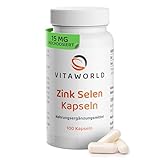 vitaworld Selen Zink Kapseln - Zink und Selen hochdosiert 15mg Zink + Selen...