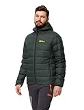 Jack Wolfskin Herren Ather Down Hoody M Daunenjacke, Black Olive/Firefly, XL EU