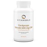 vitaworld Premium Cordyceps Extrakt 500mg CS4-40% Polysaccharide, Raupenpilz, 400 mg Polysaccharide und 1000 mg Cordyceps sinensis Mycel-Extrakt pro Tagesverzehrmenge, 100 Kapseln