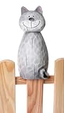 itsisa Zaunhocker Katze H: 22 cm aus Terrakotta - Zaun Deko Garten Katzen,...