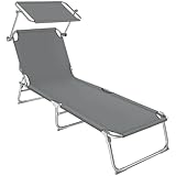 tectake Liegestuhl Garten mit Sonnenschutz, Gartenliege klappbar, Balkon oder...
