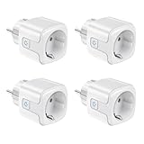 Smart WLAN Steckdose, Alexa Steckdose mit Strommessung 16A, 4er Pack Smart...