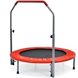 COSTWAY φ101cm Mini Trampolin, Fitness Trampolin faltbar, Kindertrampolin mit...