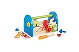 Hape Werkzeugkasten - aus Holz mit Zubehör, farbenfrohe Werkbank Hammerspielset...