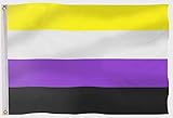 PHENO FLAGS Nicht-Binär Flagge 90x150cm - wetterbeständige Pride Fahne mit...