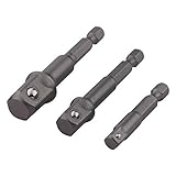 wolfcraft Stecknuss-Adapter-Set, 3-tlg. I 8797000 I Für sichere...