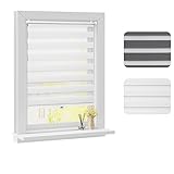 WOLTU Doppelrollo Schnurlos Klemmfix ohne Bohren Weiß B70 x H150 cm, Duo Rollo...